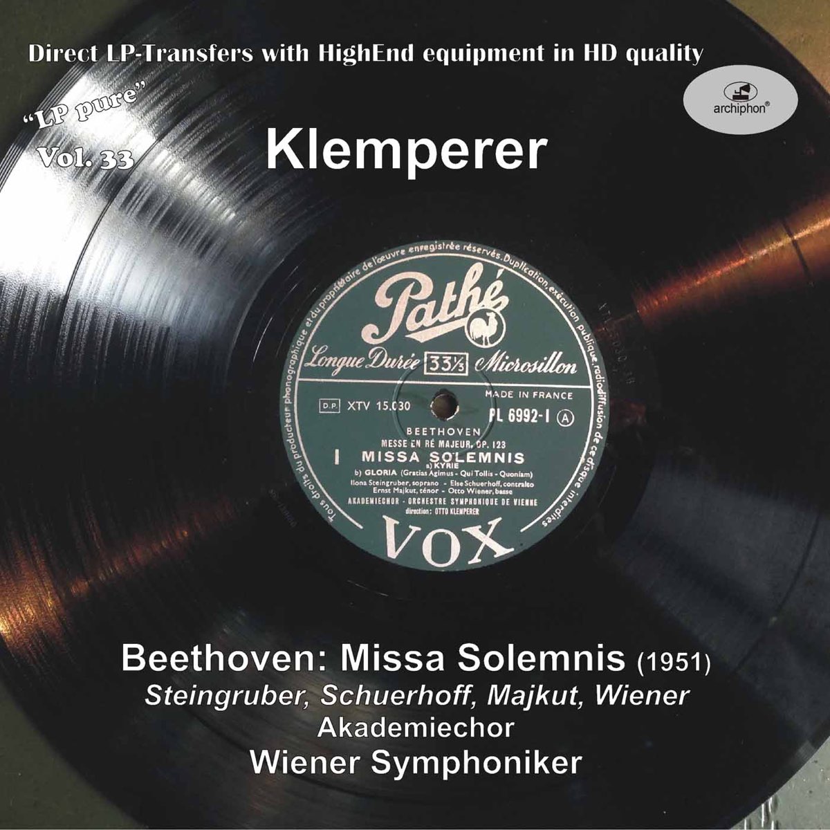 Lp Pure Vol Klemperer Conducts Beethoven Missa Solemnis