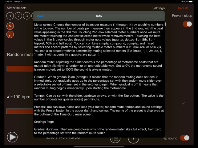 ‎Time Guru Metronome for iPad Screenshot