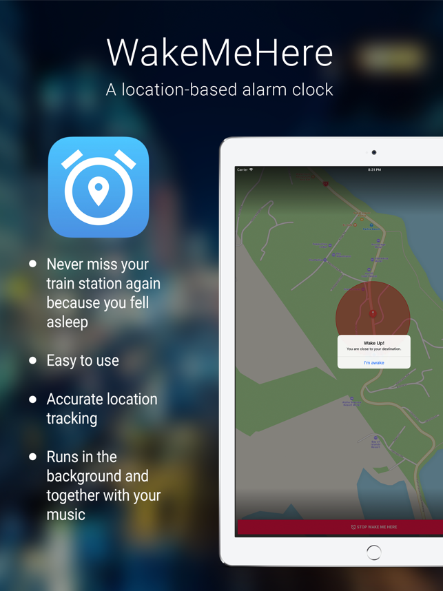 ‎WakeMeHere Screenshot