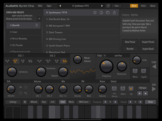 ‎AudioKit Synth One Synthesizer Screenshot