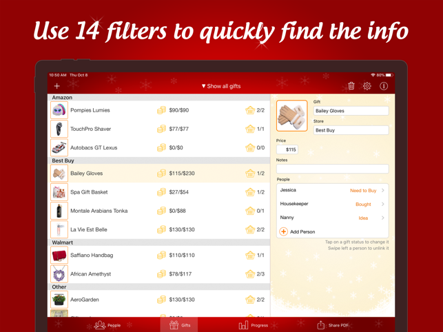 ‎The Christmas Gift List Pro Screenshot