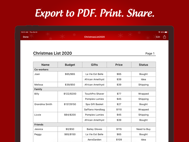 ‎The Christmas Gift List Pro Screenshot
