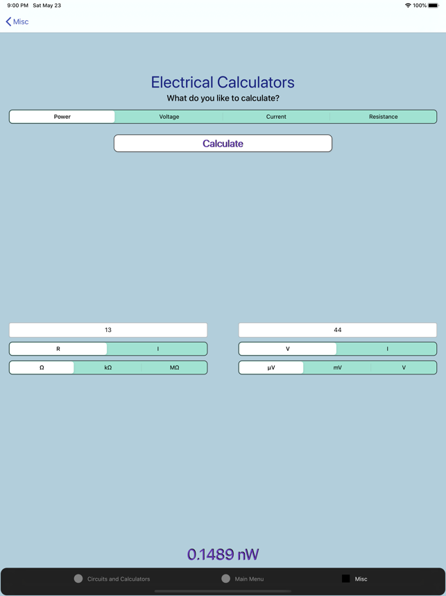 ‎Electronics Circuit Calculator Screenshot