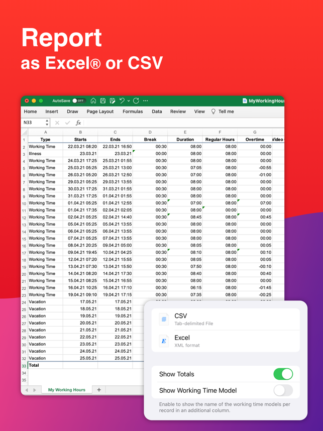 ‎WorkTimes - Hours Tracker Screenshot