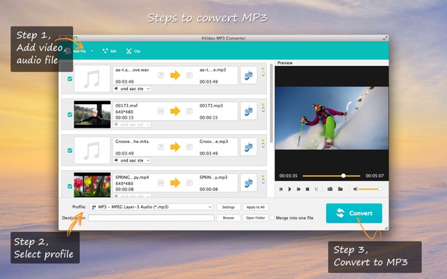 ‎4Video MP3 Converter (音频转换) Screenshot