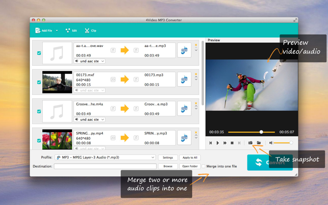 ‎4Video MP3 Converter (音频转换) Screenshot