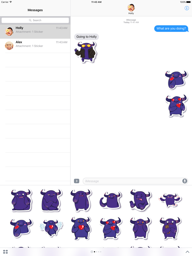 ‎Crazy Purple Monster - Stickers for iMessage Screenshot