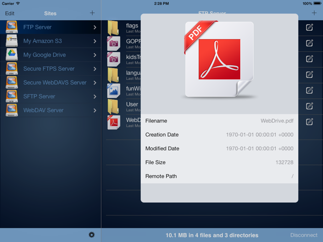 ‎WebDrive – WebDAV, SFTP, FTP Secure File Transfer Client Screenshot