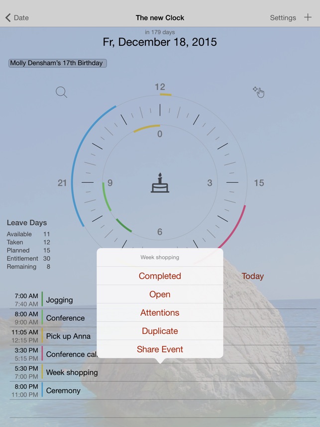 Jiffies - Calendar in the watch Screenshot