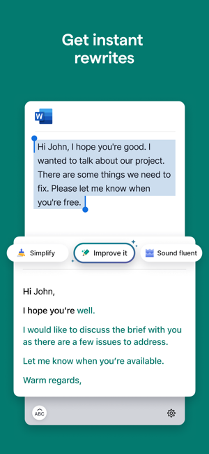 ‎Grammarly: AI Writing Keyboard Screenshot