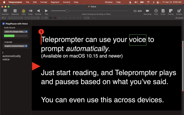 Teleprompter Screenshot