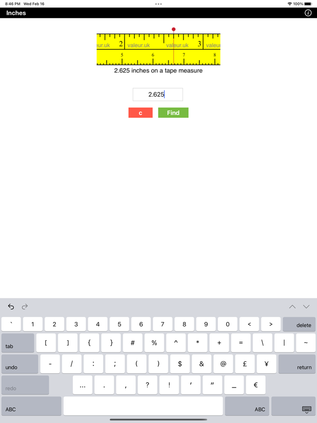 Tape Measurements Screenshot
