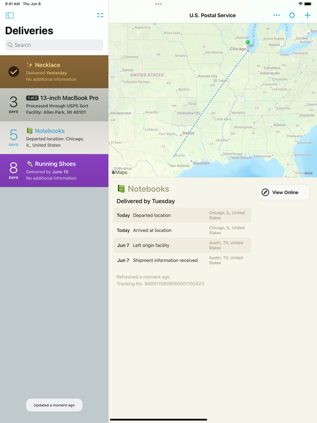 ‎Deliveries: a package tracker Screenshot