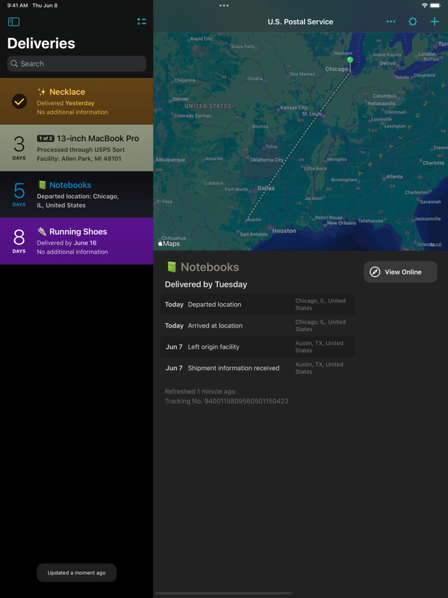 ‎Deliveries: a package tracker Screenshot