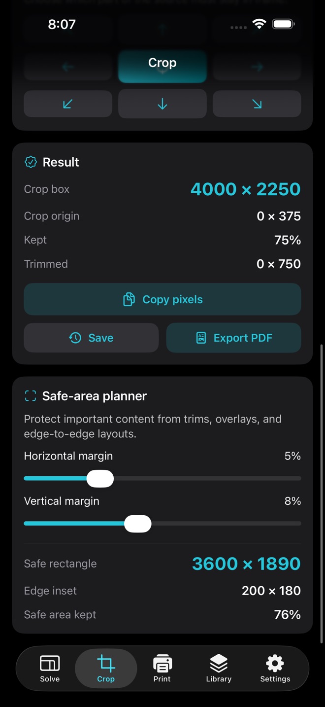 AspectCalc: ratio, recadrage capture d’écran 2