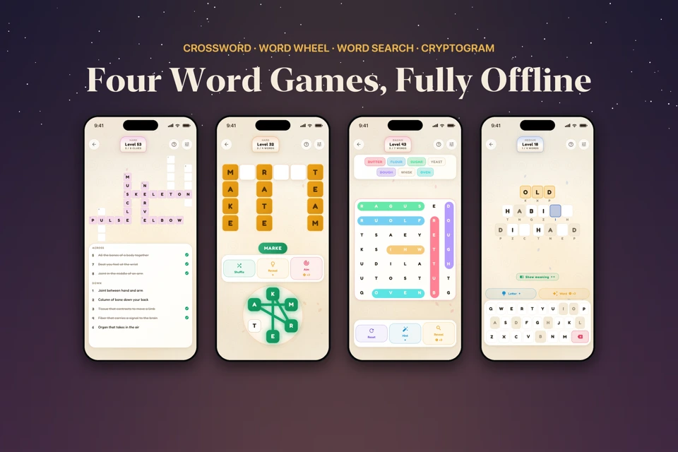 Offline Word Puzzles: 4 Modes App Store search result