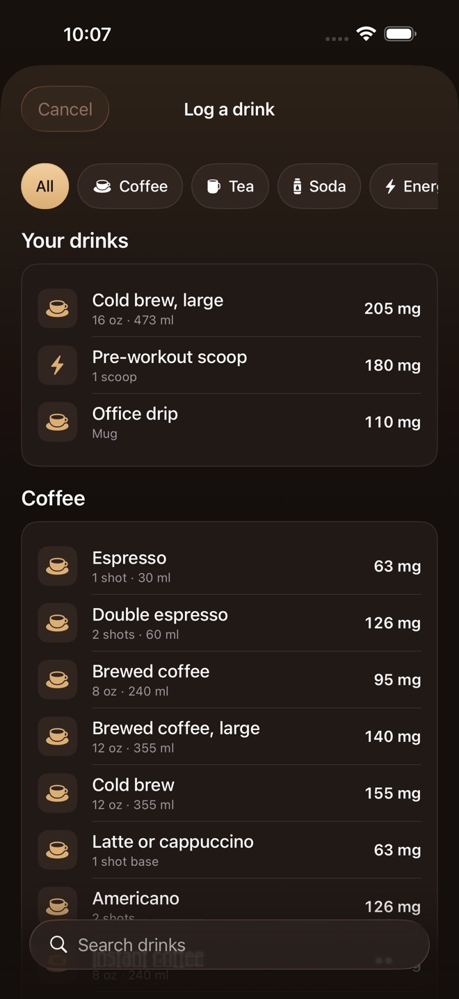 CaffCutoff: Caffeine Clock screenshot 2