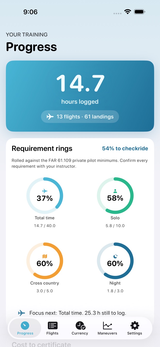 WingLog: Student Pilot Log screenshot 1