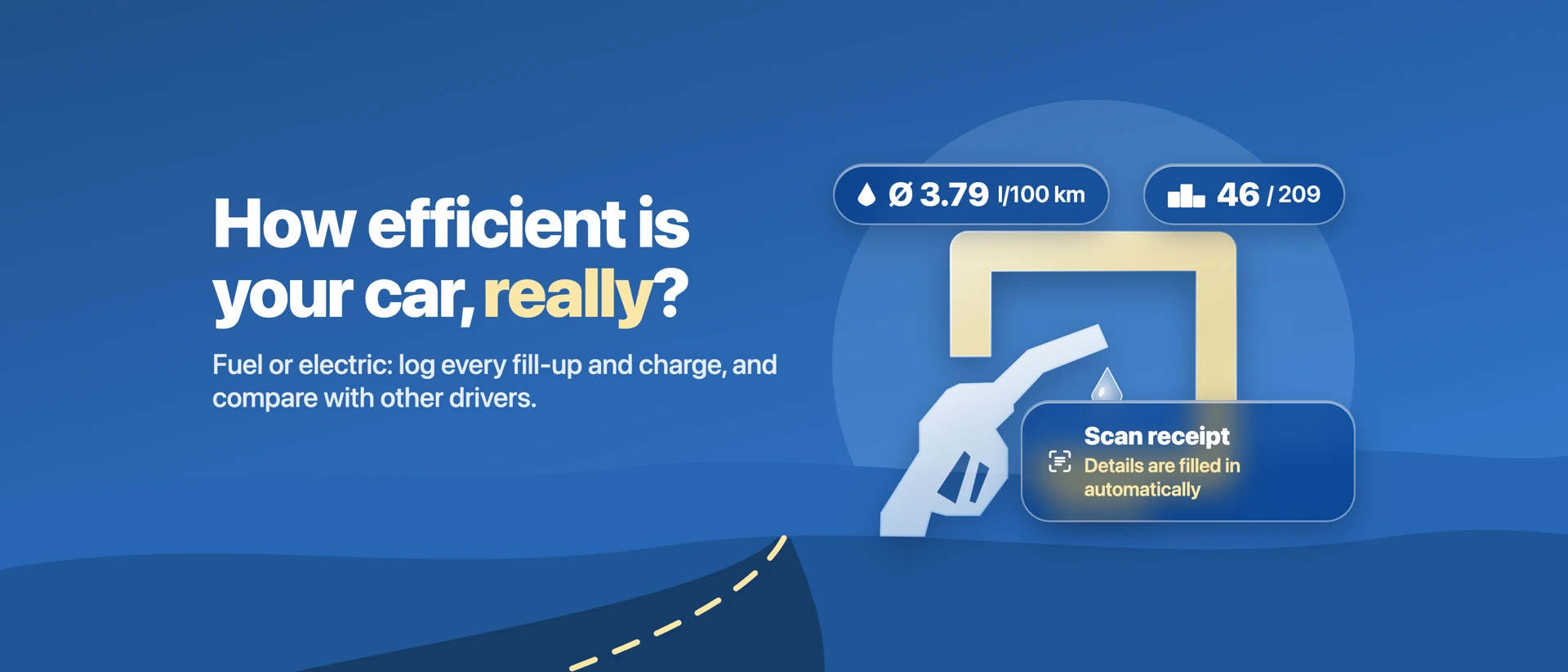 Spritmonitor - fuel log, MPG product page header