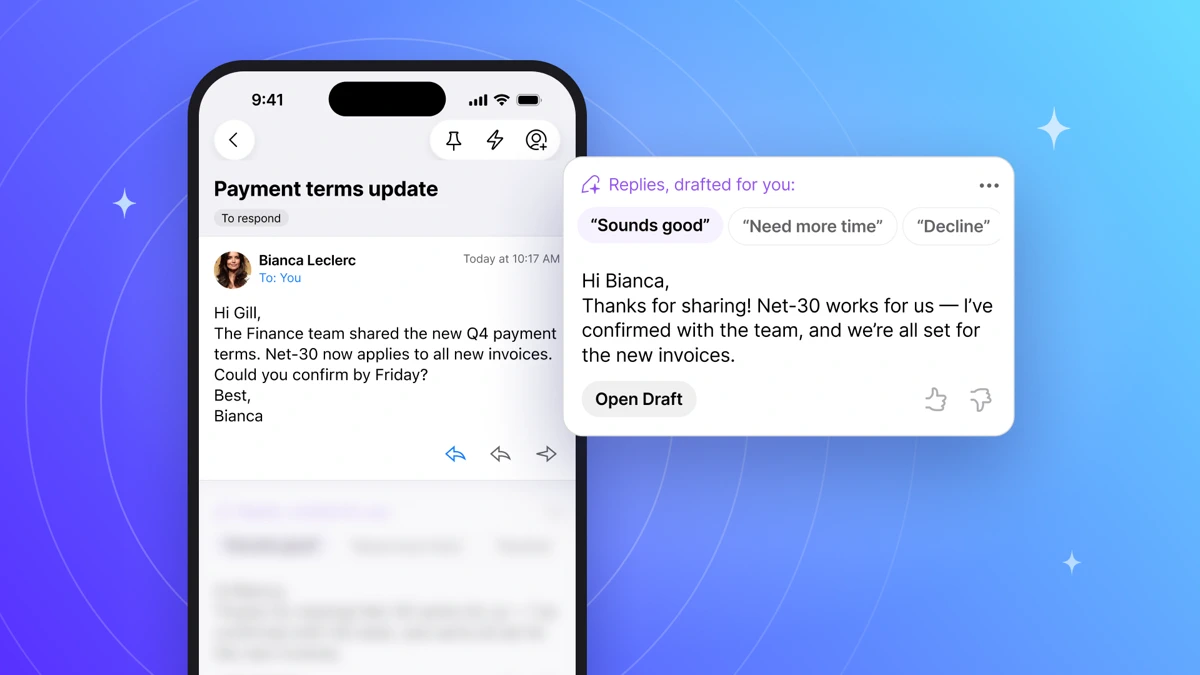 Spark Mail: AI Email Assistant search result, In-app event: Auto-Drafts in Spark