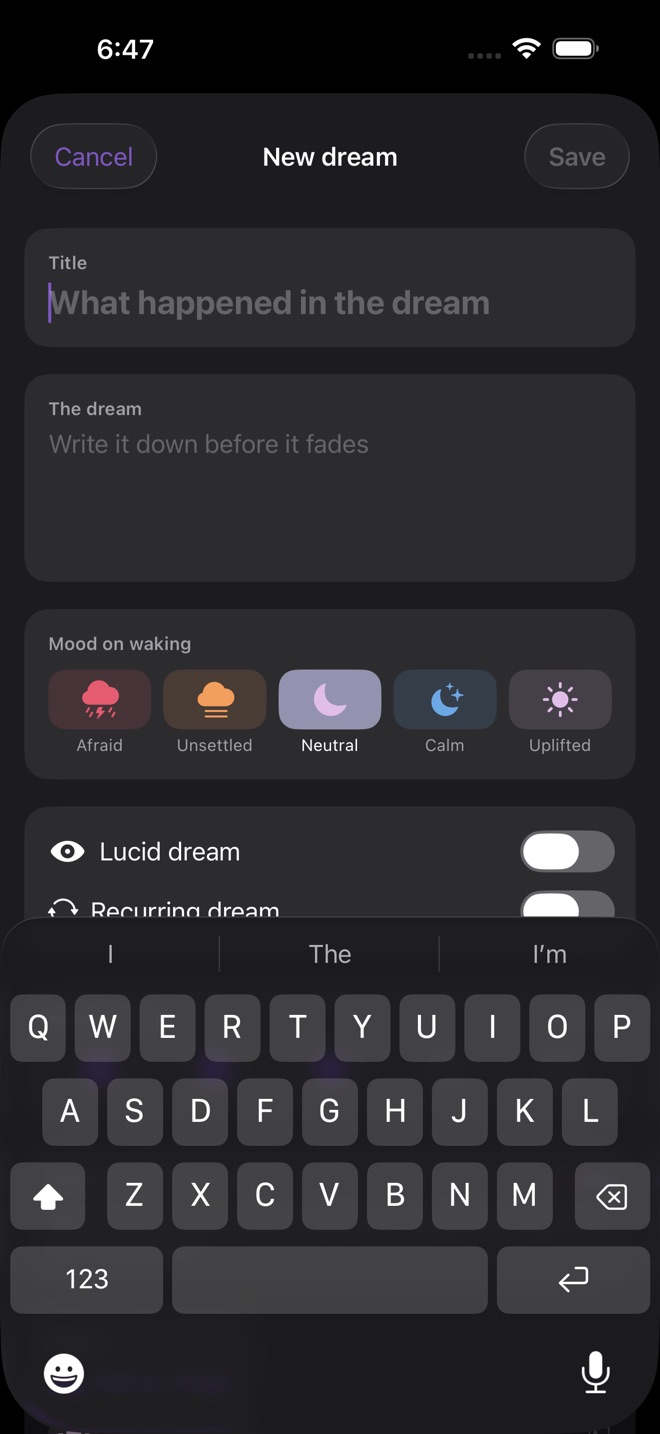 DriftJournal: Dream Log screenshot 2