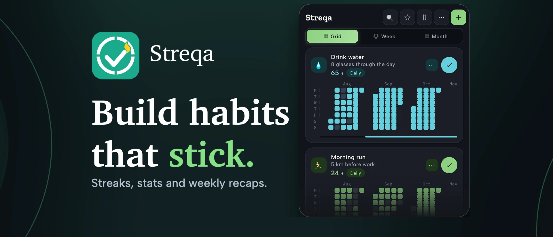 Streqa: Daily Habit Tracker product page header