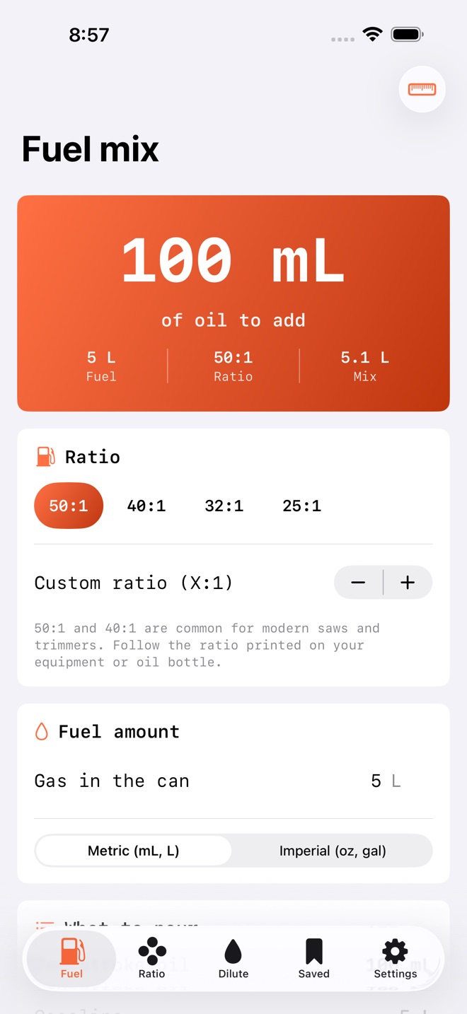 MixRatio: Dilution Mixer screenshot 1