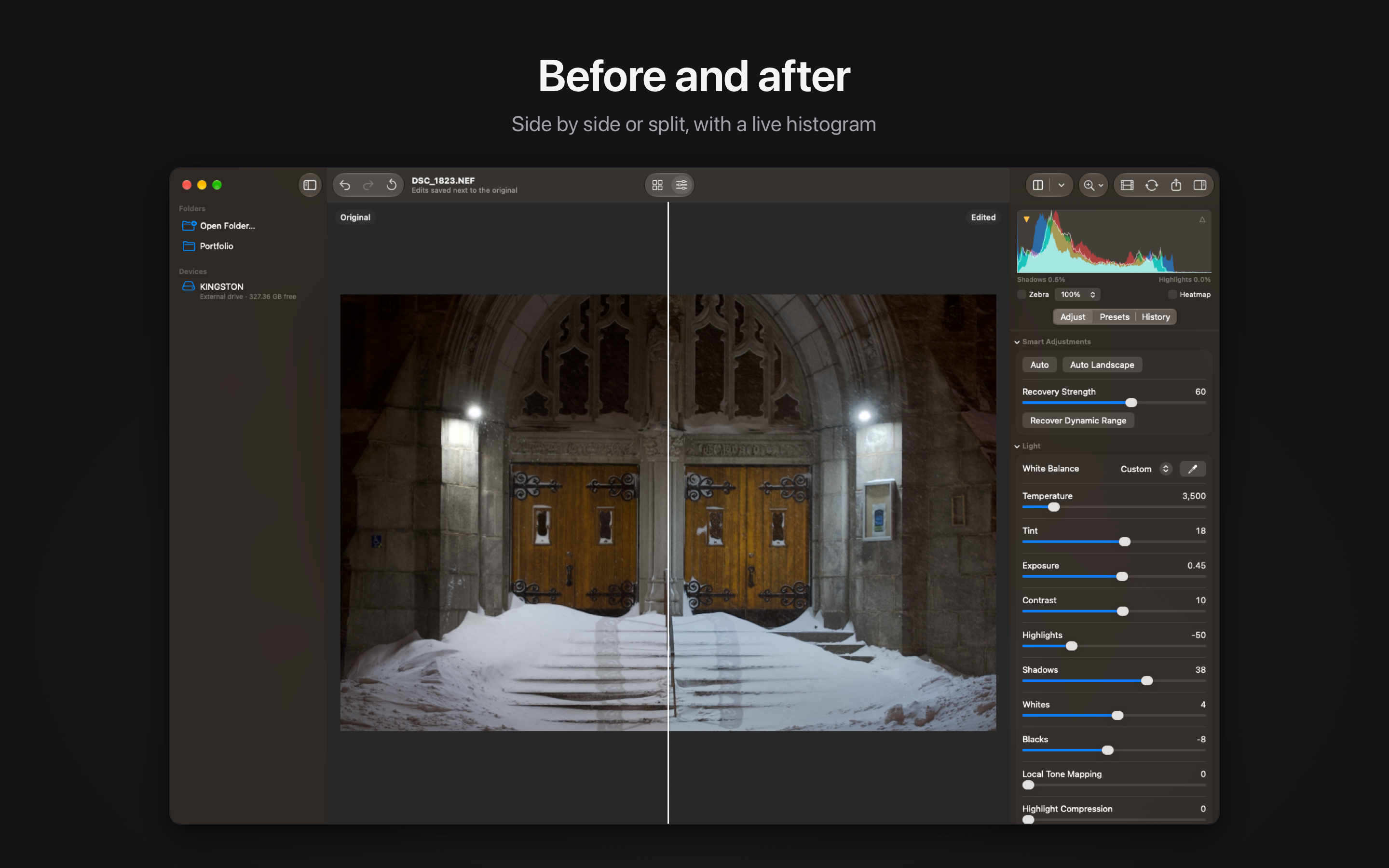 Rawed: RAW Photo Editor macOS screenshot 2 showing app interface