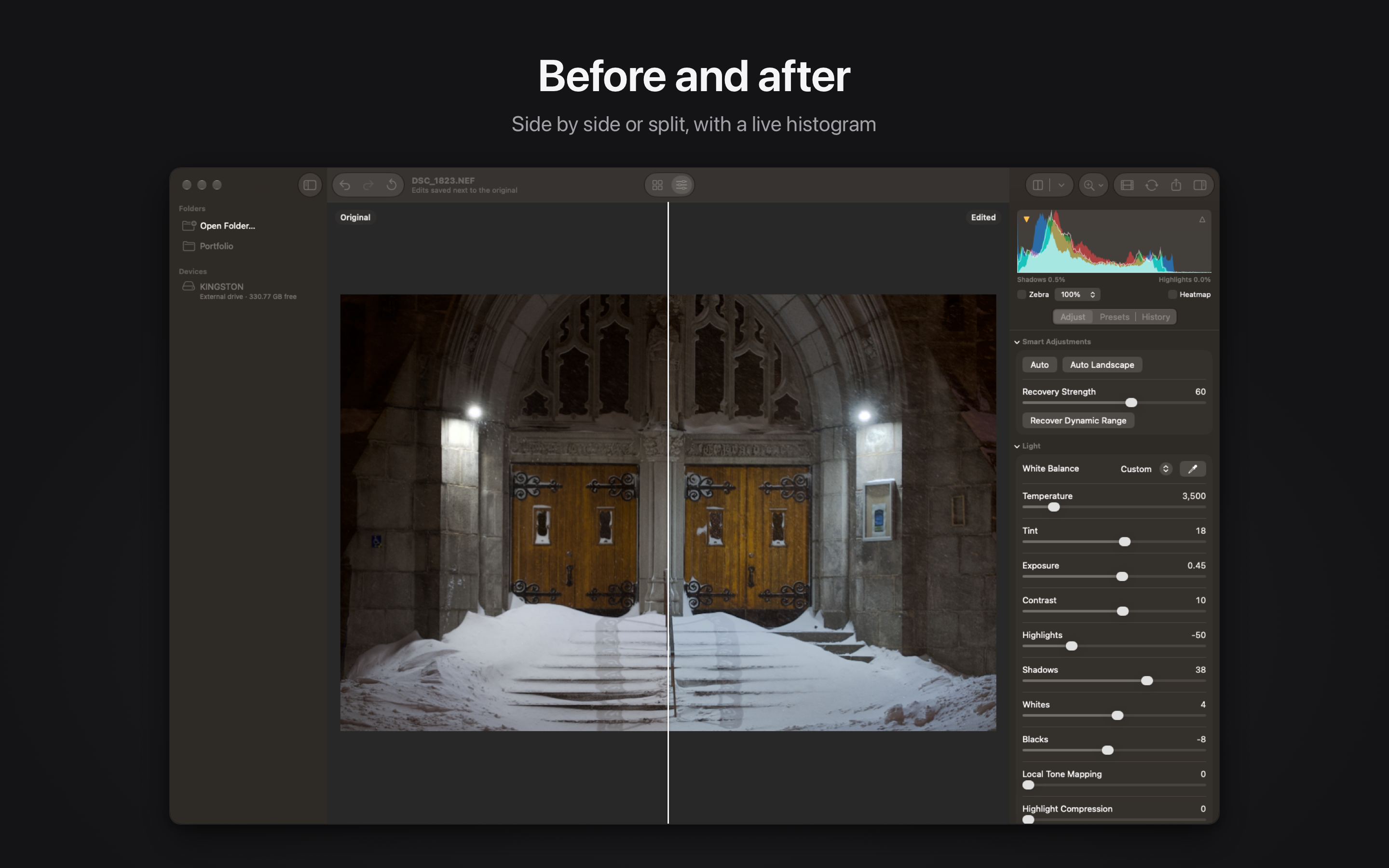 Rawed: RAW Photo Editor macOS screenshot 2 showing app interface