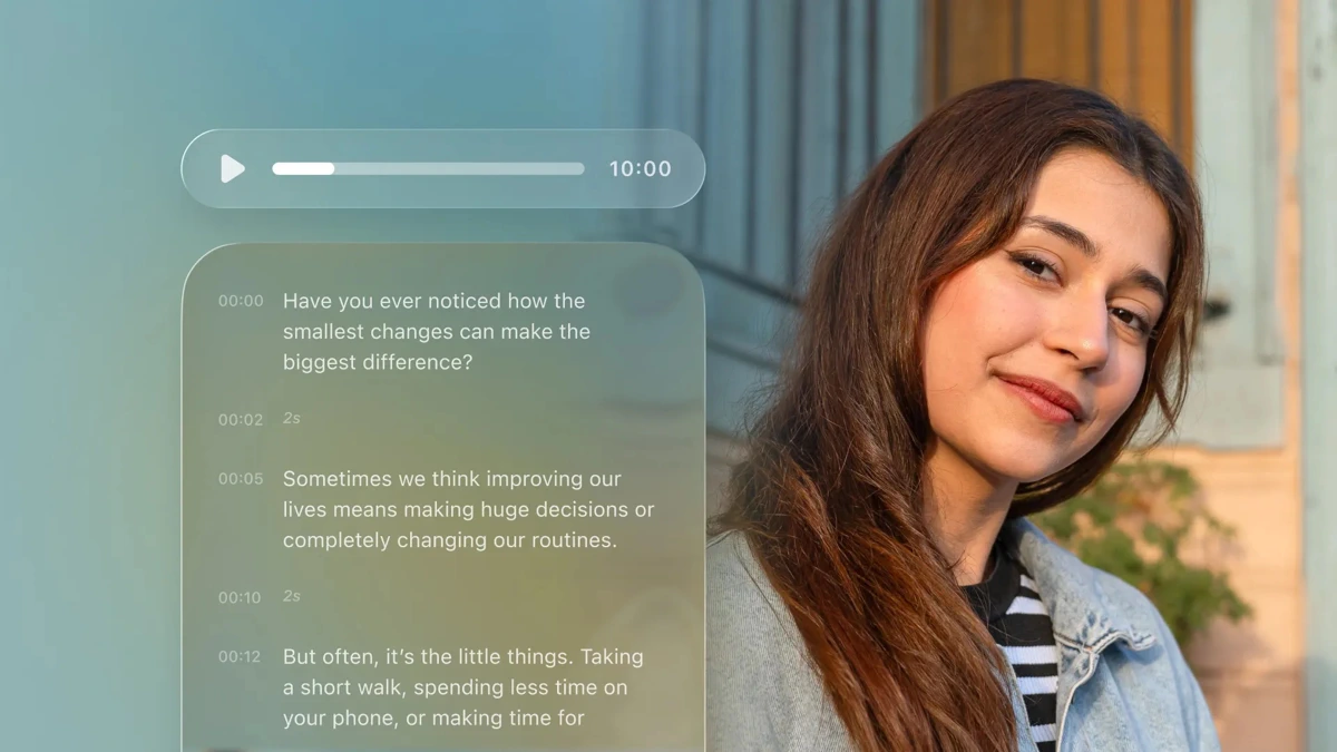 Detail: AI Video Editor search result, In-app event: A Transcript in Two Seconds