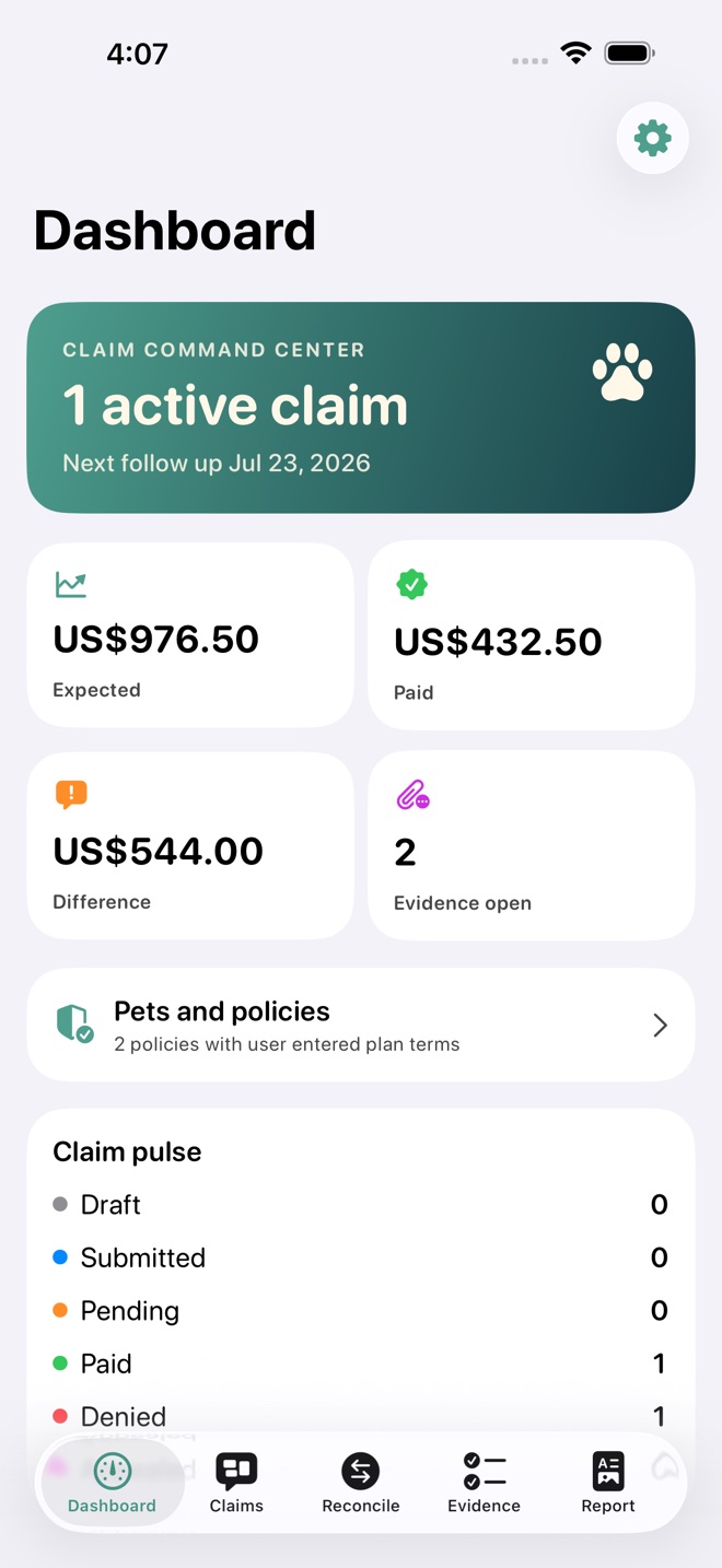 PawClaim: Assurance animaux capture d’écran 1