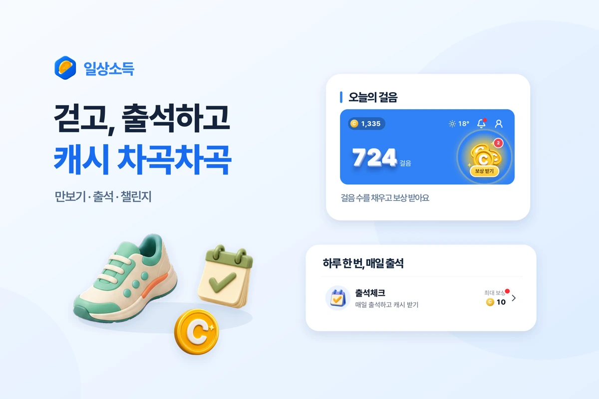 일상소득 - 앱테크, 만보기, 챌린지, 돈 버는 앱 search result