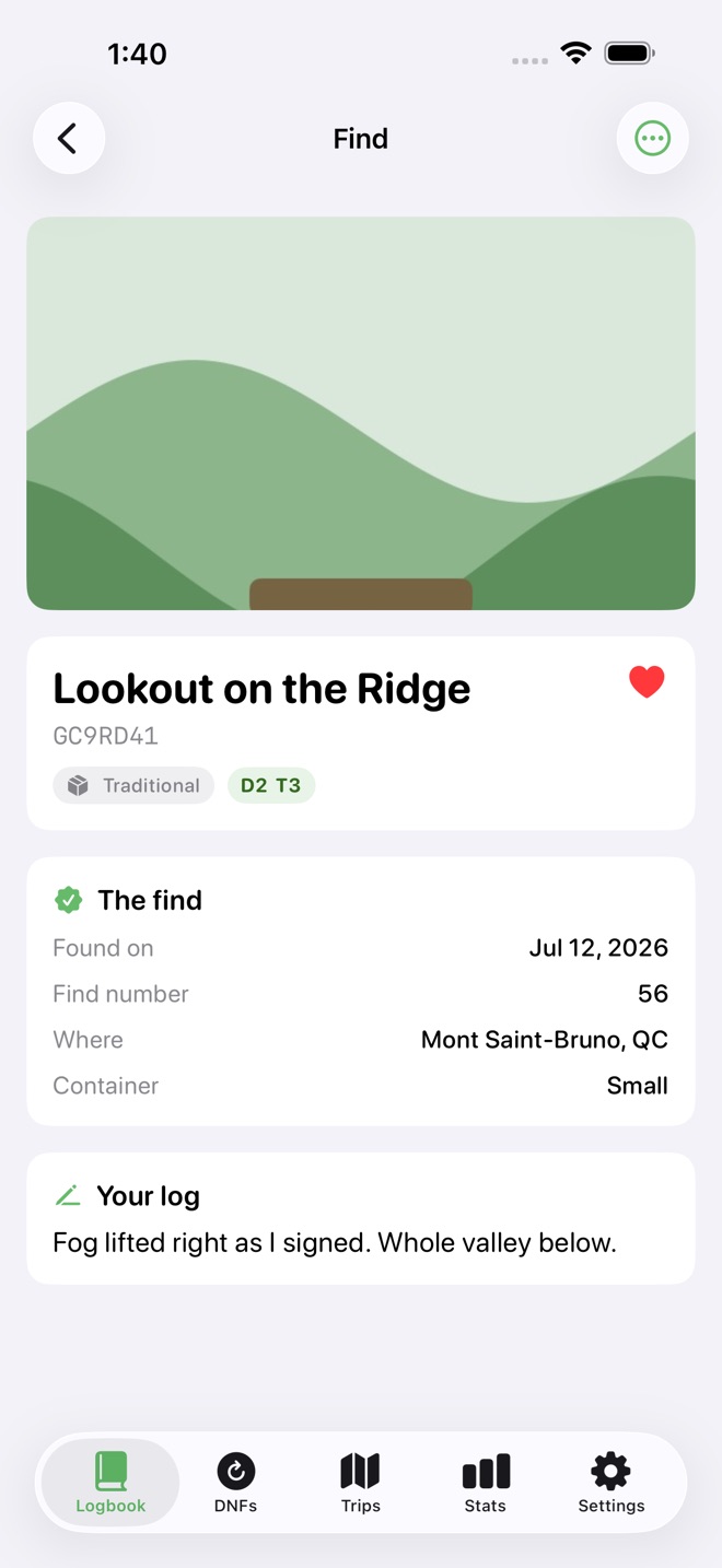 CacheTrail: Geocache Log capture d’écran 2