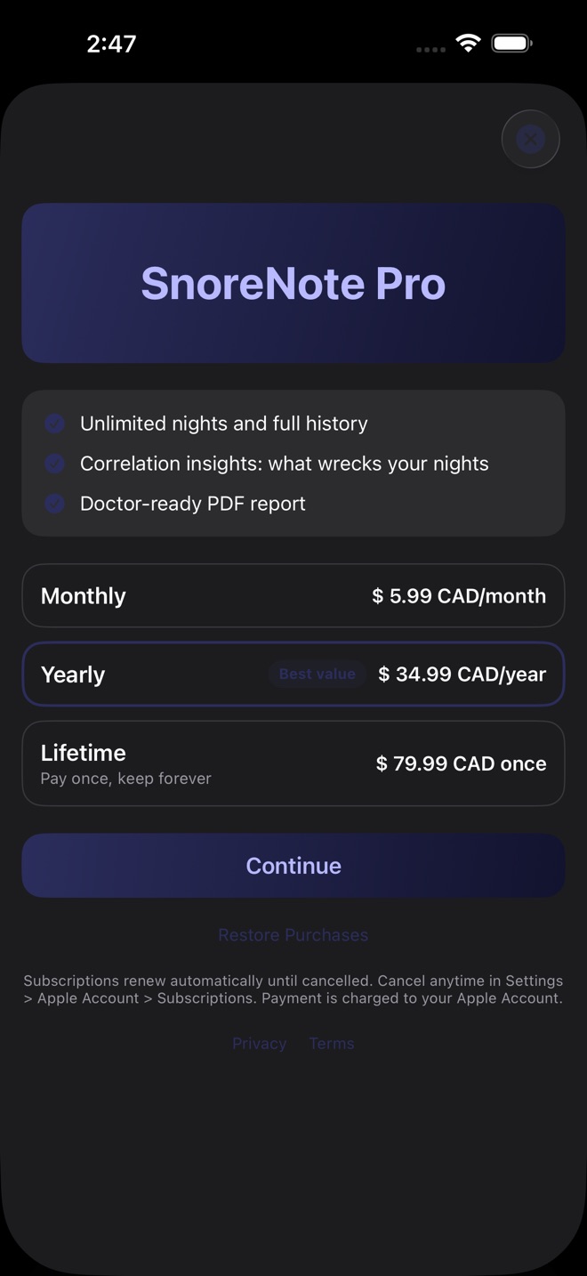 SnoreNote: Sleep Journal screenshot 4