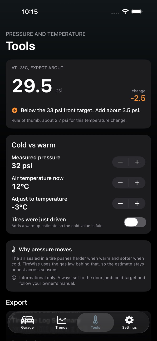 TireWise: Pressure & Tread screenshot 4