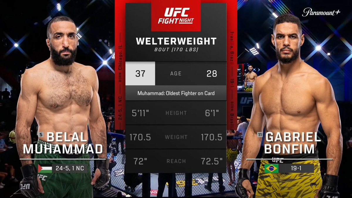 ‎Belal Muhammad x Gabriel Bonfim - UFC Fight Night - Apple TV (CL)