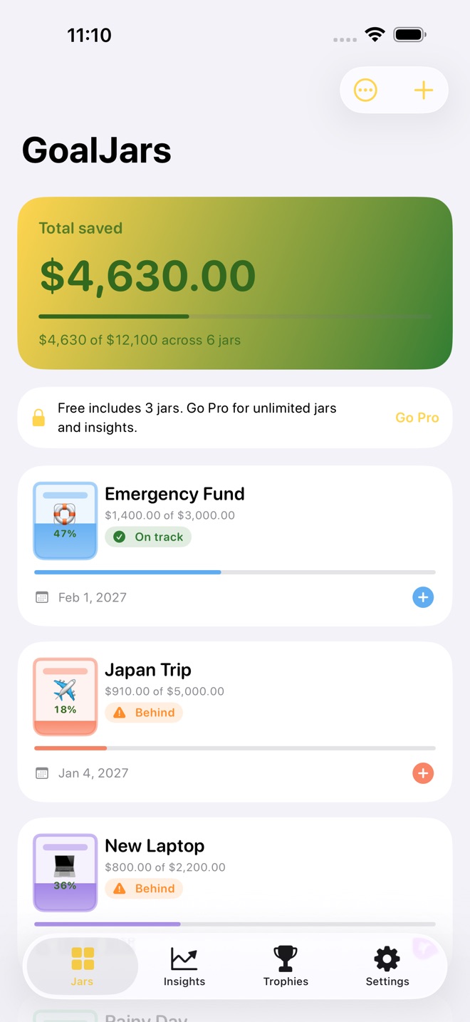 GoalJars: Savings Goals screenshot 1