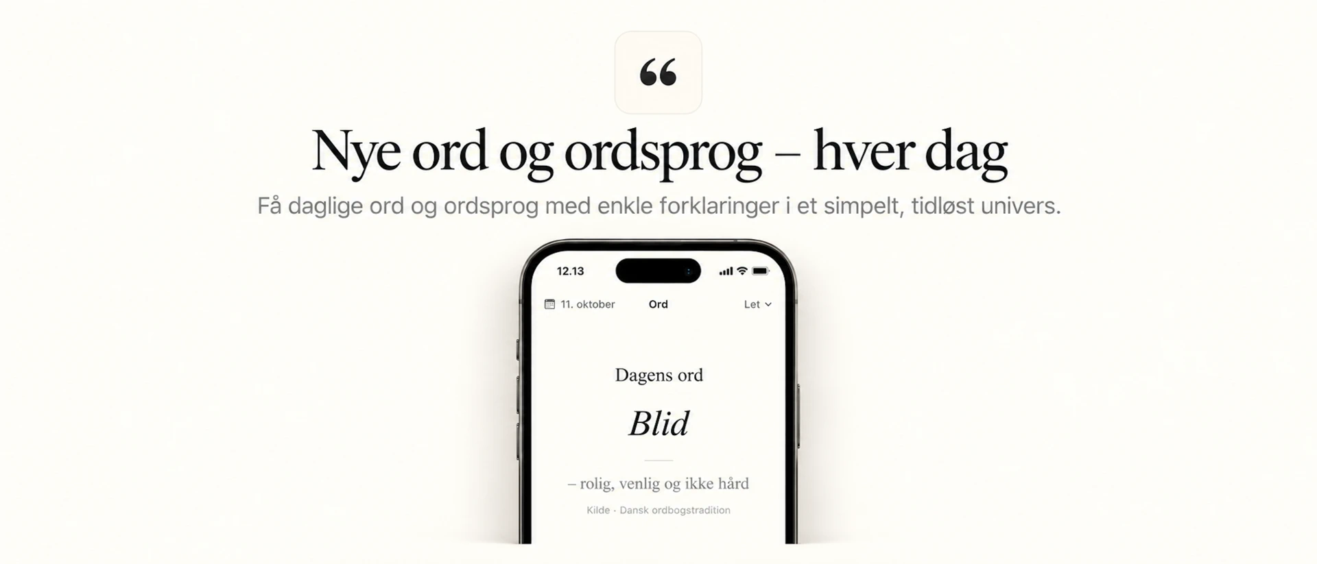 Dagens Ordsprog product page header
