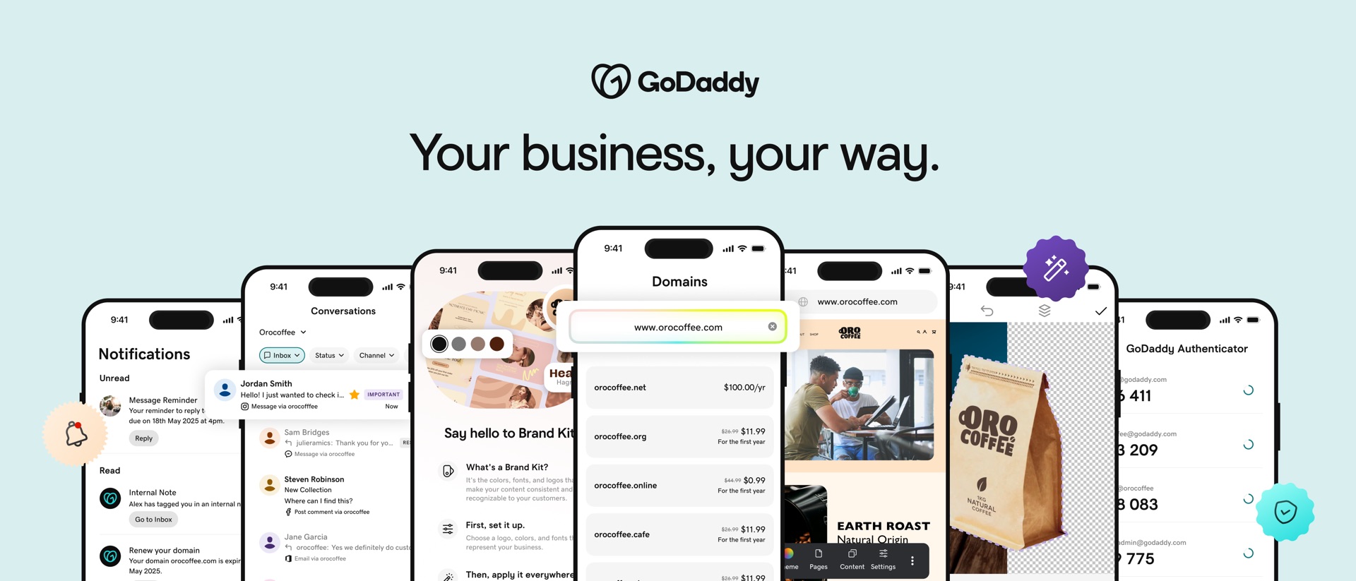 GoDaddy: Websites & Marketing product page header