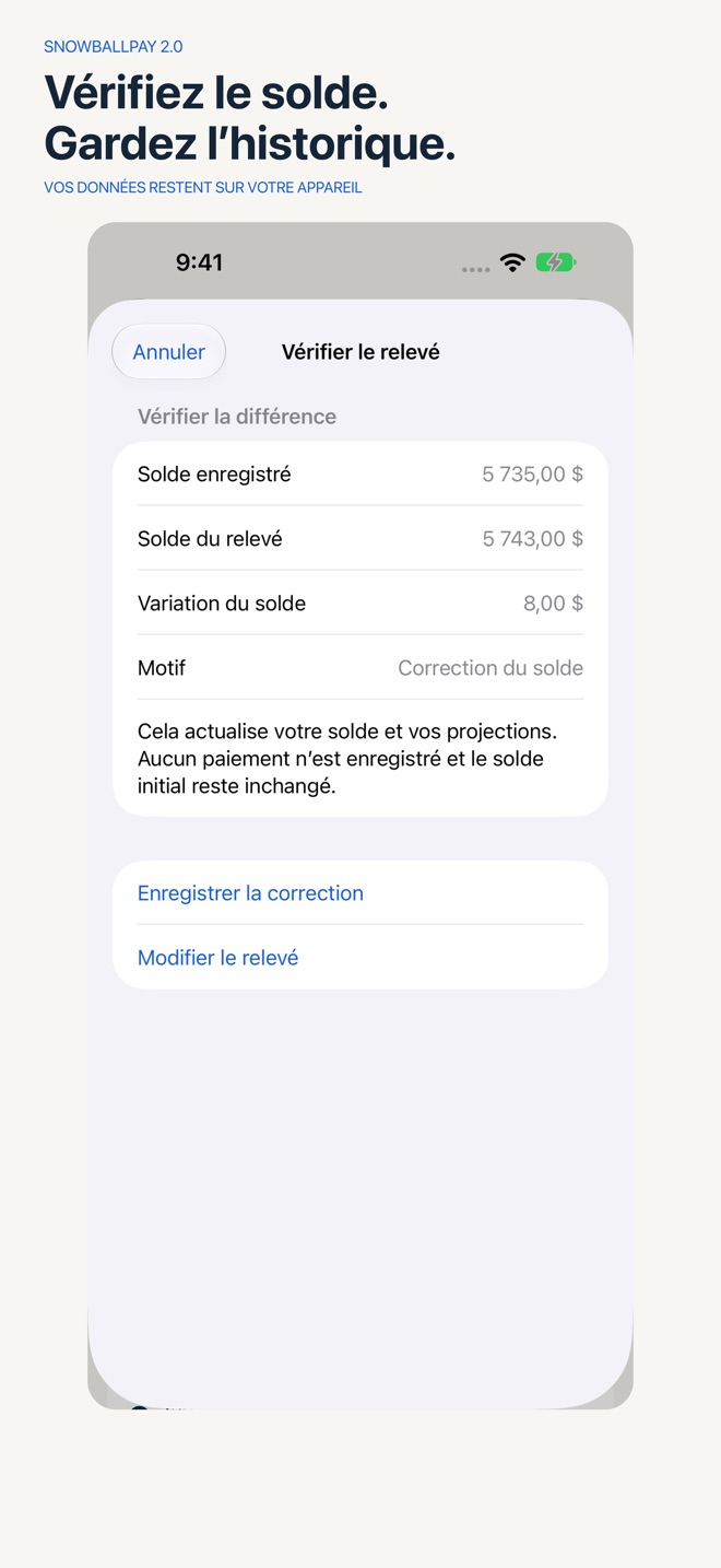 SnowballPay : remboursement capture d’écran 2