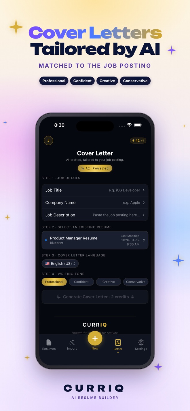 AI Resume Builder & CV: Curriq screenshot 4