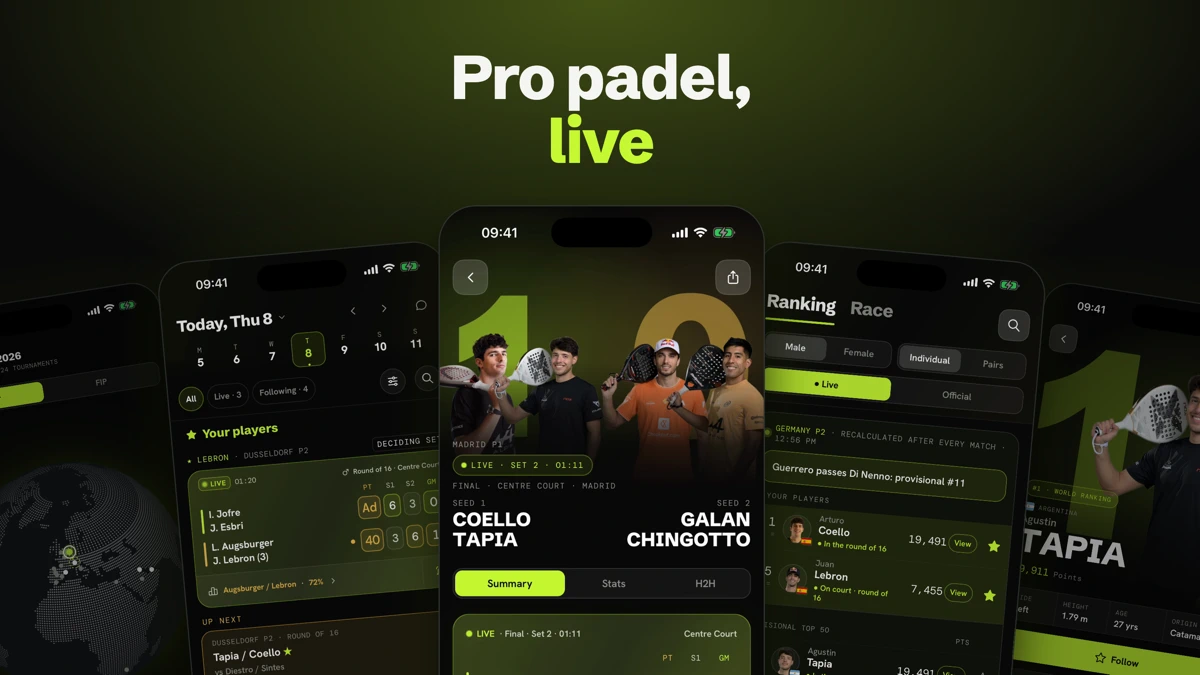 BePadel: Padel Live Scores App Store product page header