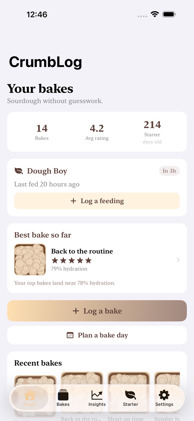 CrumbLog : journal de levain capture d’écran 1