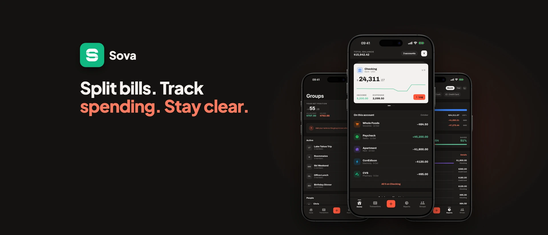 Sova: Budget & Split Expenses product page header