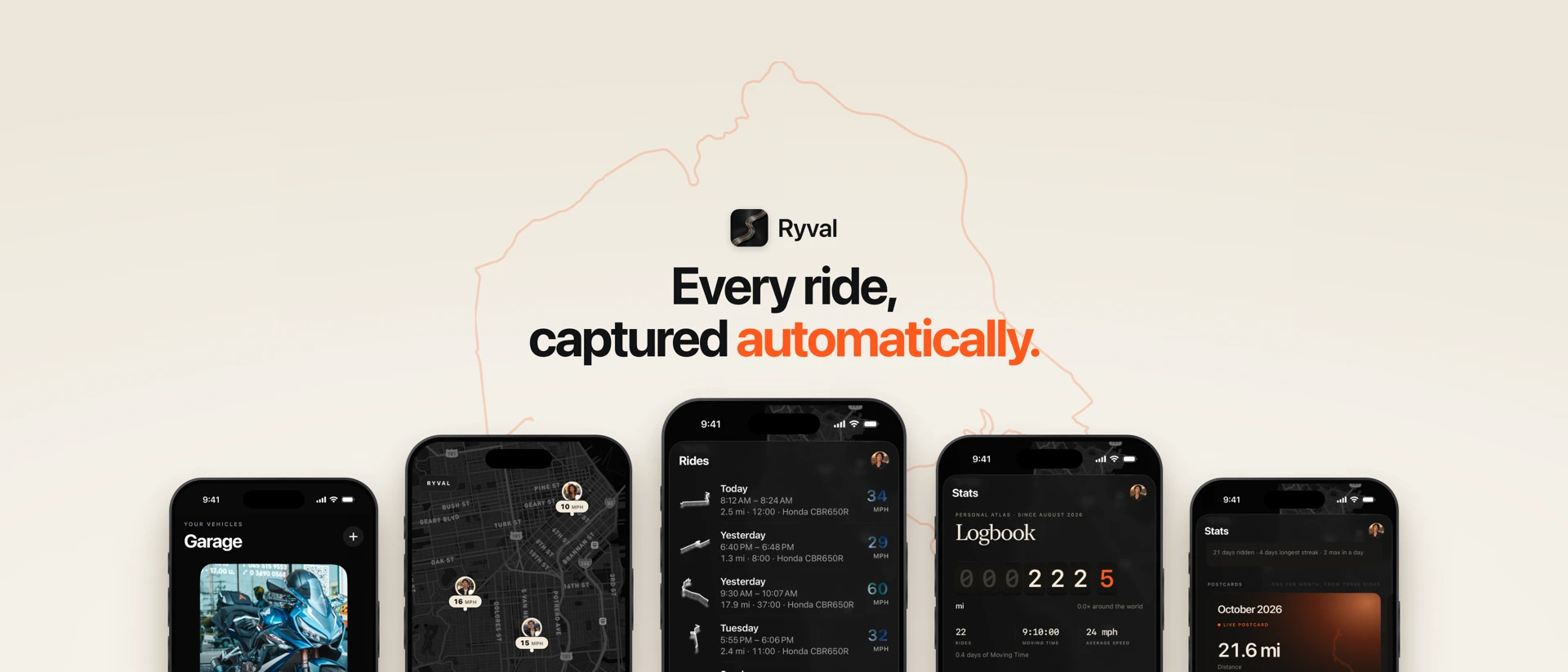 Ryval: Motorcycle & Car Rides product page header