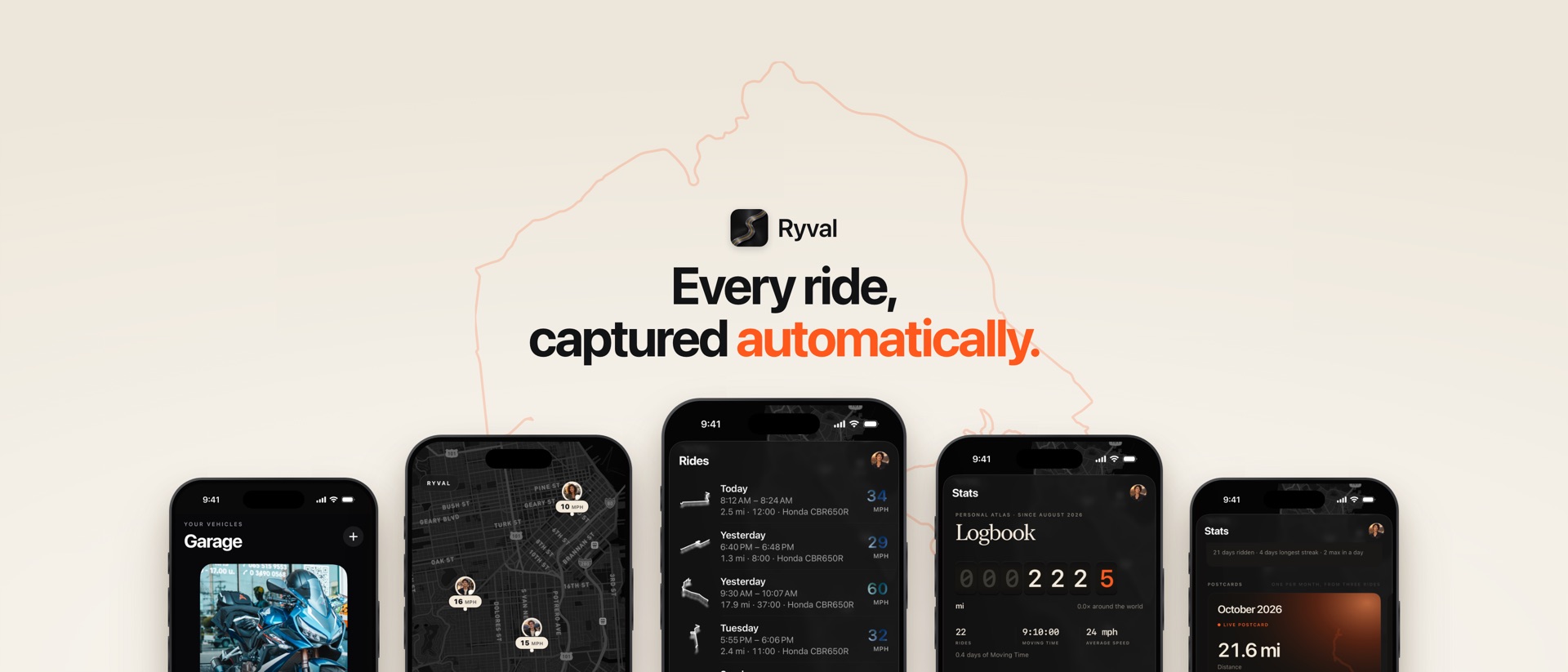 Ryval: Motorcycle & Car Rides product page header
