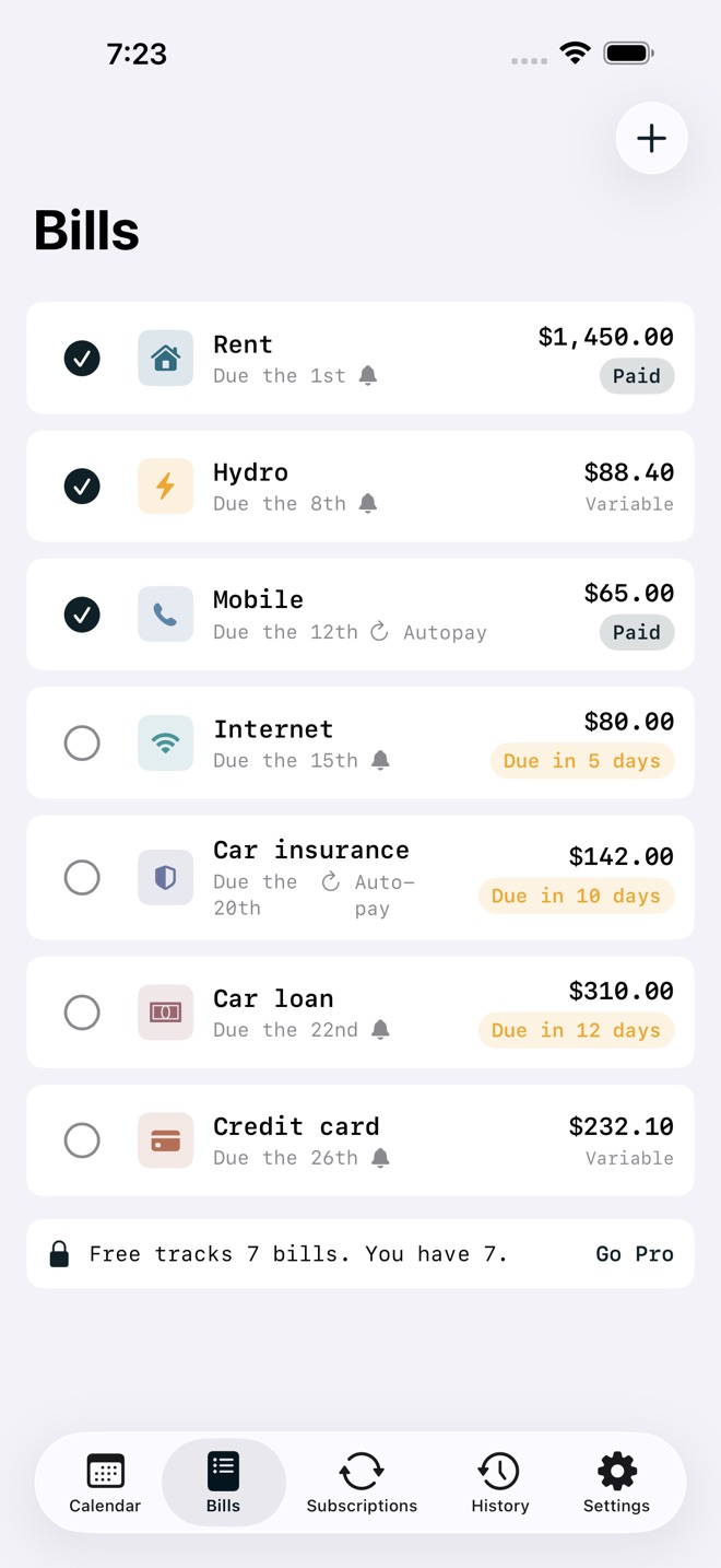 BillOrbit: Bill Calendar screenshot 2