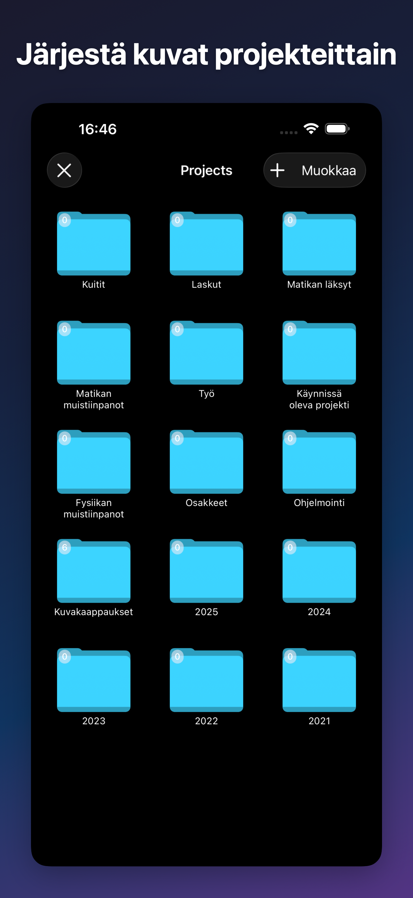 ProjectCam - Photo Folders iOS screenshot 2 showing app interface