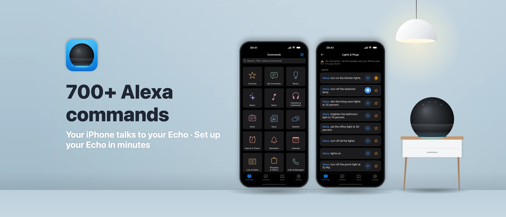 Voice Commands for Alexa Echo product page header