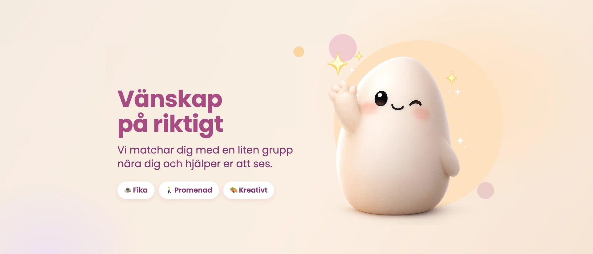 Friends & Fika - Hitta vänner product page header